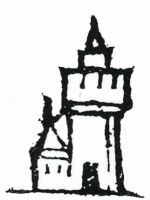 Wieża piastowska i kaplica grodowa drzeworyt S. Munstera z „Cosmographia uniwersa” Bazylea 1541 r.